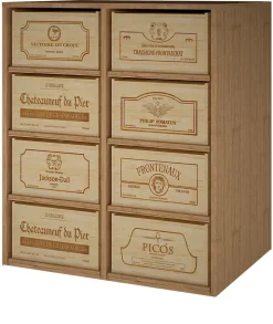 Meuble Range Bouteille de vin Série Godello en Chêne massif 8 caisses de bois