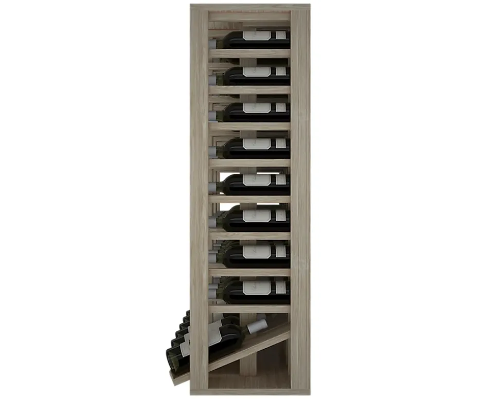 Meuble Range Bouteille de vin Série Godello en Chêne massif 48 bouteilles avec présentoir