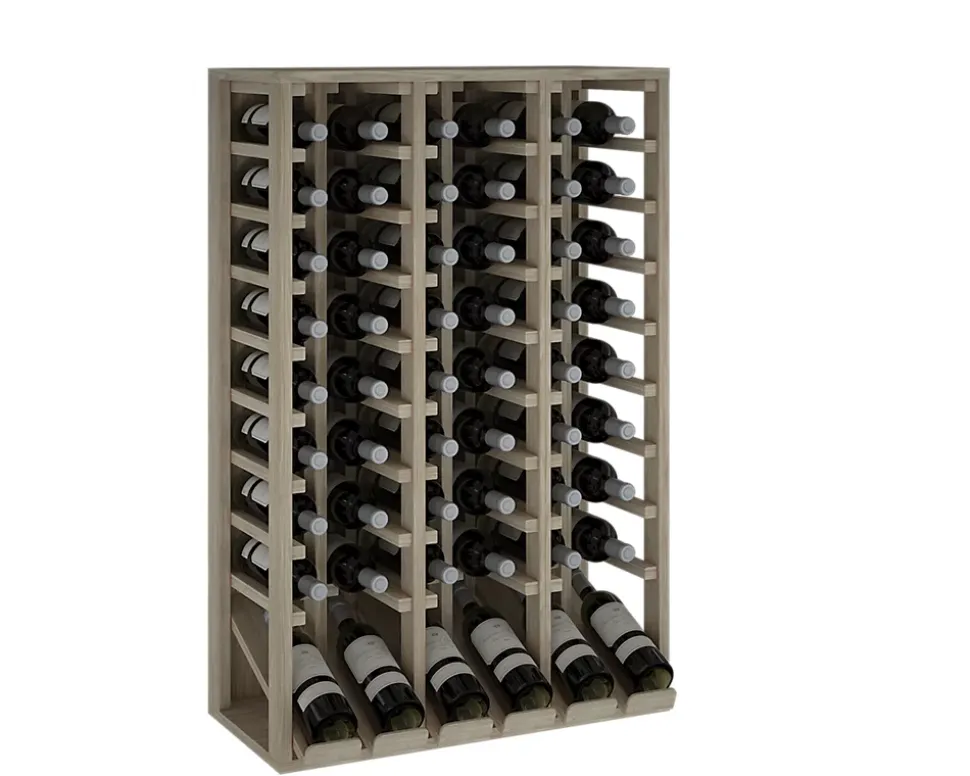 Meuble Range Bouteille de vin Série Godello en Chêne massif 48 bouteilles avec présentoir