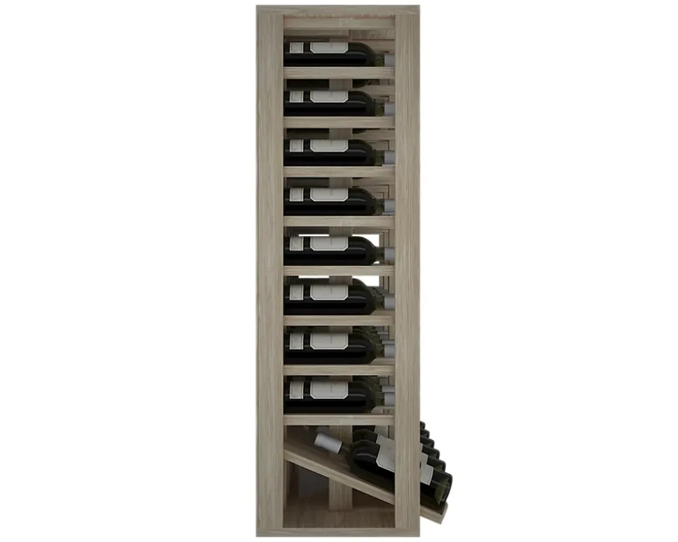 Meuble Range Bouteille de vin Série Godello en Chêne massif 48 bouteilles avec présentoir