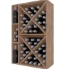 Meuble Range Bouteille de vin Série Godello en Chêne massif 60 bouteilles avec diamant et 3 cubicules gauche