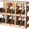 Meuble Range Bouteille de vin Série Godello en Pin Clair double présentoir 12 bouteilles avec LED