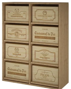 Meuble Range Bouteille de vin Série Godello en Pin Clair pour 8 boites de bois