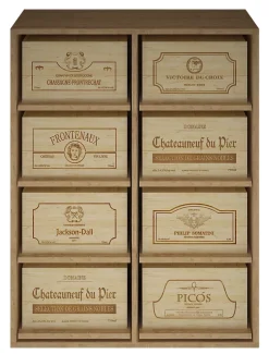 Meuble Range Bouteille de vin Série Godello en Pin Clair pour 8 boites de bois
