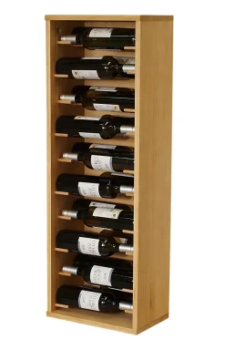 Meuble Range Bouteille de vin Série Godello en Chêne massif 20 bouteilles étiquettes devant