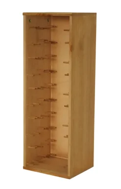 Meuble Range Bouteille de vin Série Godello en Chêne massif 30 bouteilles étiquettes devant