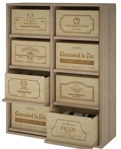 Meuble Range Bouteille de vin Série Godello en Chêne massif pour 8 boites de bois