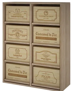 Meuble Range Bouteille de vin Série Godello en Chêne massif pour 8 boites de bois