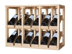 Meuble Range Bouteille de vin Série Godello en Pin Clair présentoir 6 bouteilles avec LED