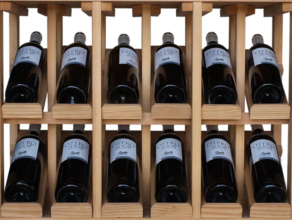 Meuble Range Bouteille de vin Série Godello en Pin Clair présentoir 6 bouteilles avec LED