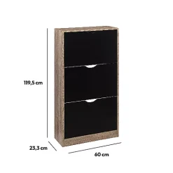 Meuble range-chaussures 3 tiroirs noir/effet chêne - Noir- 5five