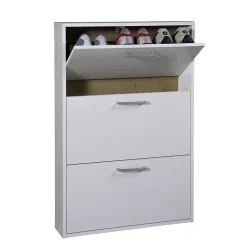 Meuble rangement chaussures 3 niveaux blanc L.65 x H.99,6 x P.15 cm