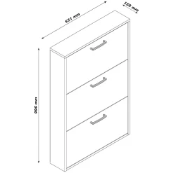 Meuble rangement chaussures 3 niveaux blanc L.65 x H.99,6 x P.15 cm