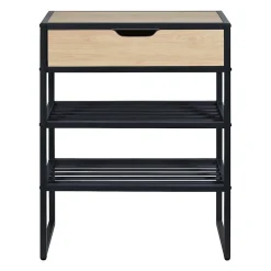 Meuble rangement chaussures en métal noir et bois 2 étagères et tiroir Homesight Wilko