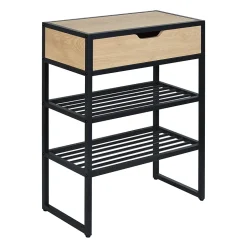 Meuble rangement chaussures en métal noir et bois 2 étagères et tiroir Homesight Wilko