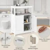 Meuble Salle de Bain, avec Double Portes, Plateau Grand, 2 Compartiments Ouverts, Étagère à 3 Niveaux, pour Entrée, Salon (Blanc)