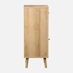 Meuble salle de bain décor bois et cannage Bohème 1 tiroir 1 étagère 45 x 36 x 90 cm naturel