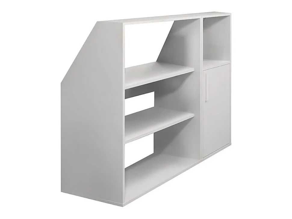 Meuble sous pente 1 porte, 2 étagères et 1 niche - Blanc - ADEZIO