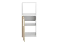 Meuble sous pente 1 porte et 1 niche - Blanc et naturel - ADEZIO