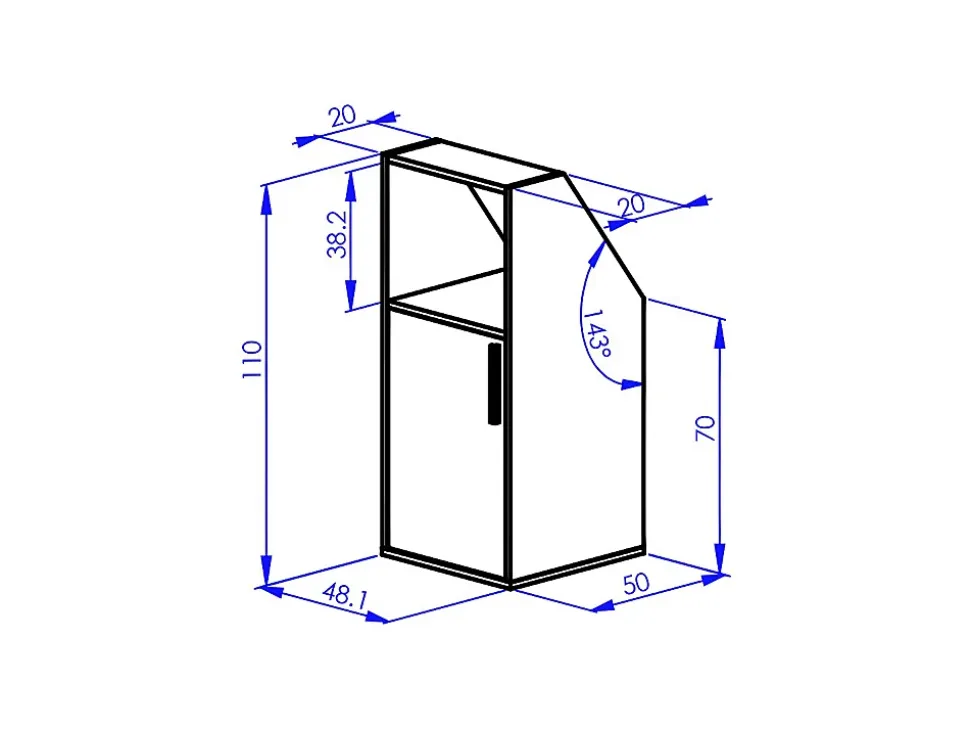 Meuble sous pente 1 porte et 1 niche - Blanc et naturel - ADEZIO