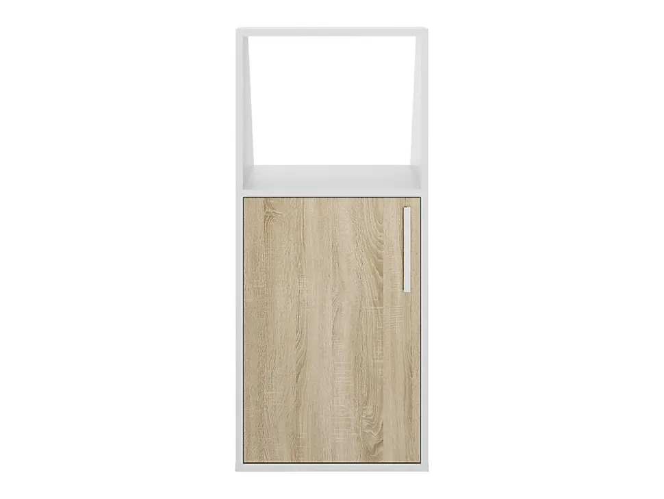 Meuble sous pente 1 porte et 1 niche - Blanc et naturel - ADEZIO
