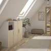 Meuble sous pente 3 portes et 1 niche - Blanc et naturel - ADEZIO