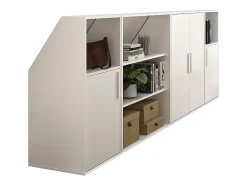 Meuble sous pente 4 portes, 2 étagères et 2 niches - Blanc - ADEZIO