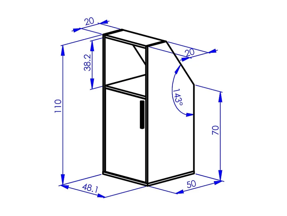 Meuble sous pente 4 portes, 2 étagères et 2 niches - Blanc - ADEZIO