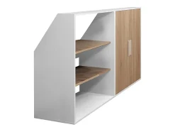 Meuble sous pente 2 portes et 2 étagères - Blanc et naturel - ADEZIO