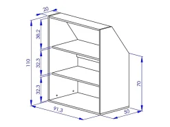 Meuble sous pente 4 portes, 2 étagères et 2 niches - Blanc et naturel - ADEZIO