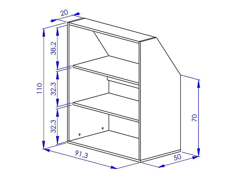 Meuble sous pente 4 portes, 2 étagères et 2 niches - Blanc et naturel - ADEZIO