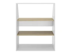 Meuble sous pente 2 étagères - Blanc et naturel - ADEZIO
