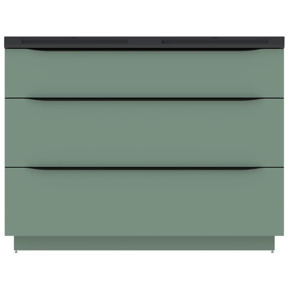 Meuble sous vasque à poser vert sauge mat l.120 x H.88 x P.50 cm, Pamili