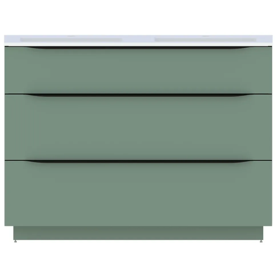 Meuble sous vasque à poser vert sauge mat l.120 x H.88 x P.50 cm, Pamili
