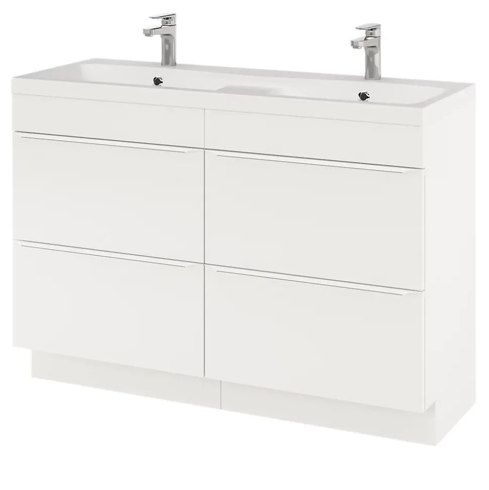 Meuble sous vasque à poser blanc mat l.120 x H.82 x P.45 cm, GoodHome Imandra