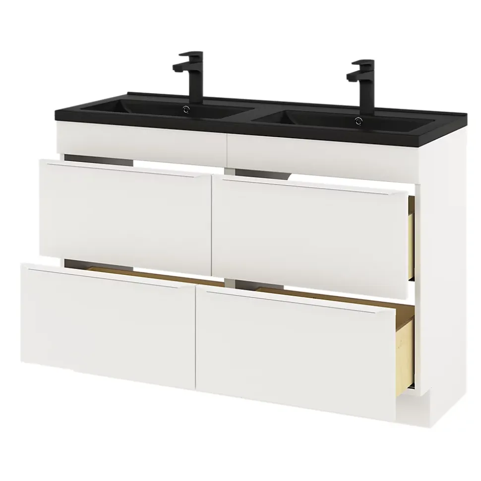 Meuble sous vasque à poser blanc mat l.120 x H.82 x P.45 cm, GoodHome Imandra