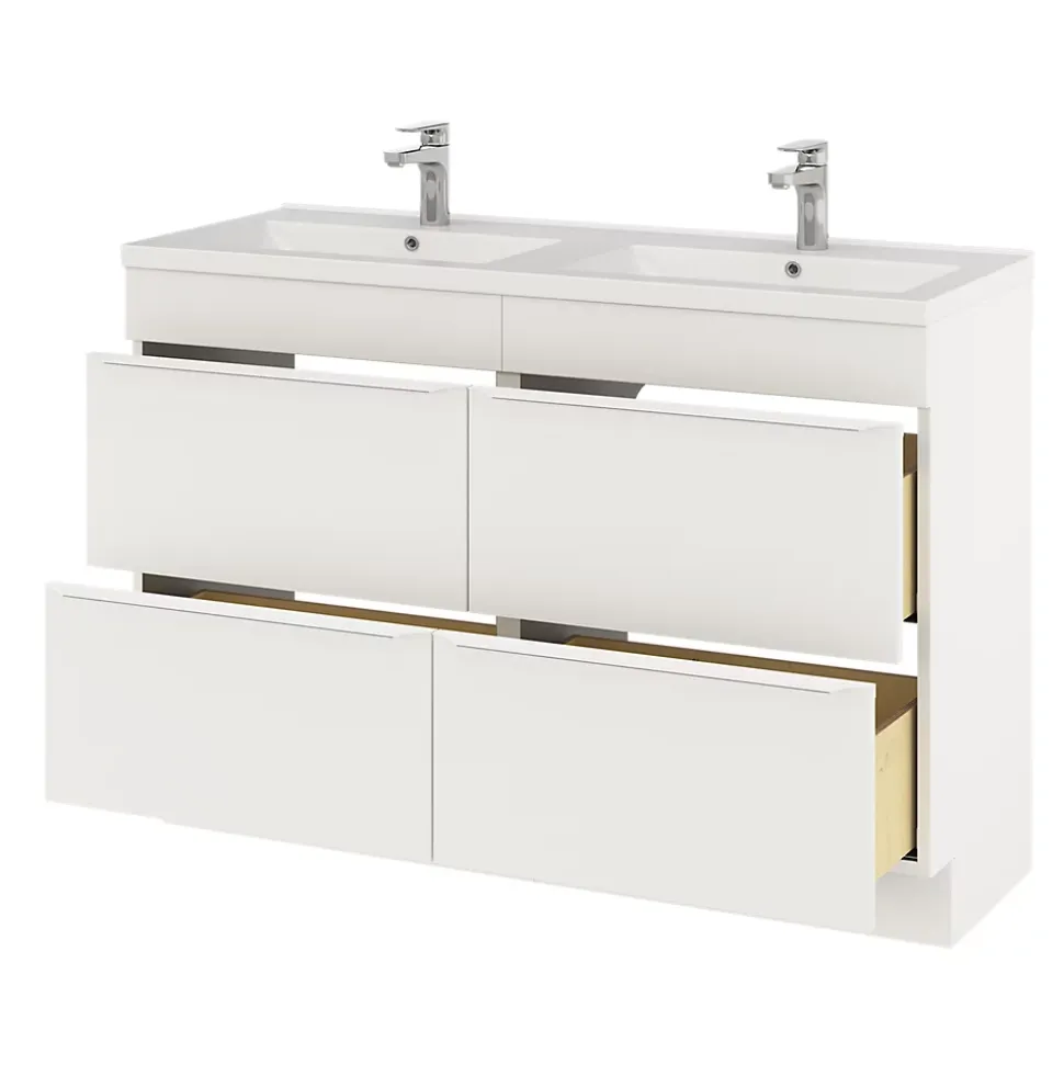 Meuble sous vasque à poser blanc mat l.120 x H.82 x P.45 cm, GoodHome Imandra