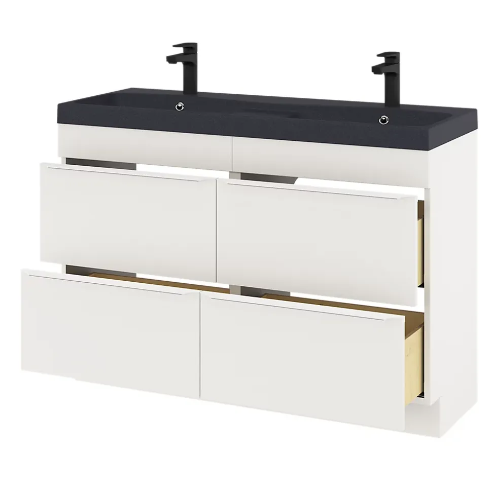 Meuble sous vasque à poser blanc mat l.120 x H.82 x P.45 cm, GoodHome Imandra
