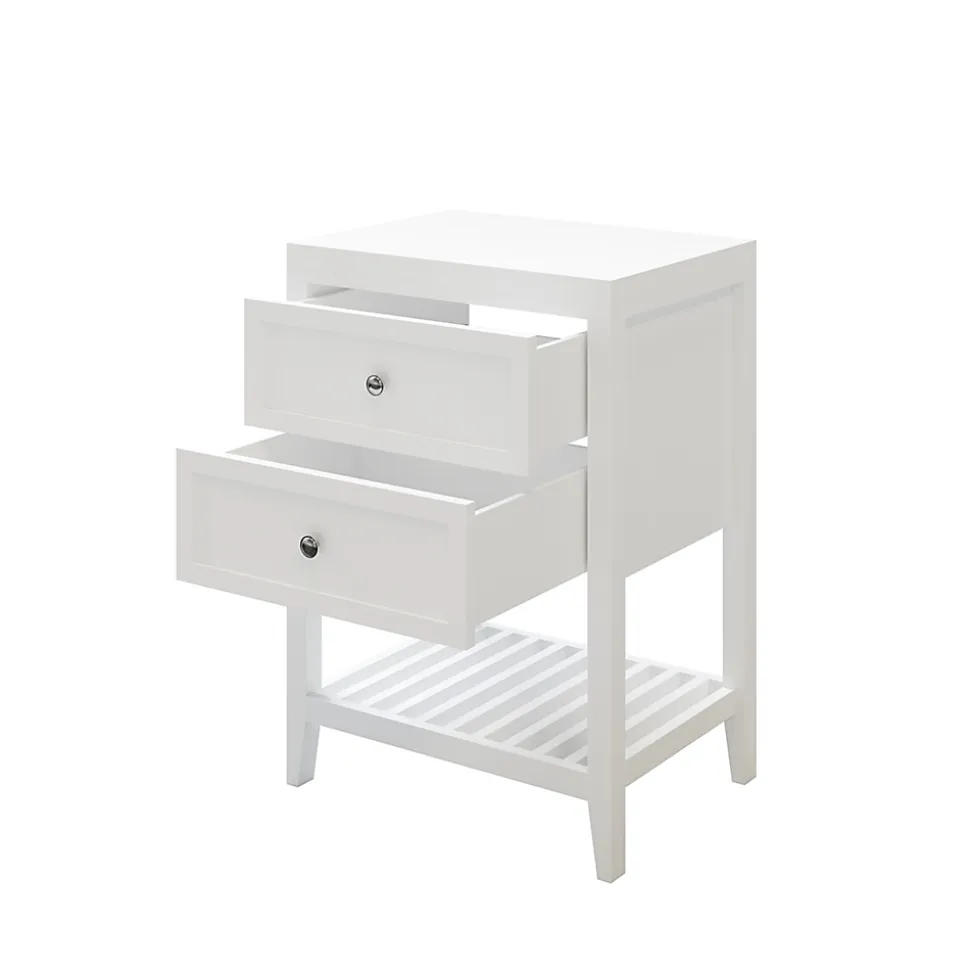 Meuble sous vasque à poser 2 tiroirs 1 niche blanc mat l.60 cm + plan de toilette, GoodHome Perma