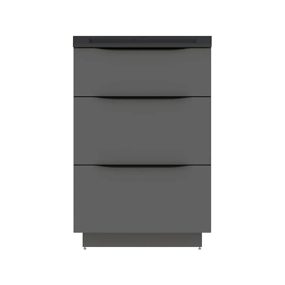 Meuble sous vasque à poser gris anthracite brillant l.60 x H.88 x P.50 cm, Pamili
