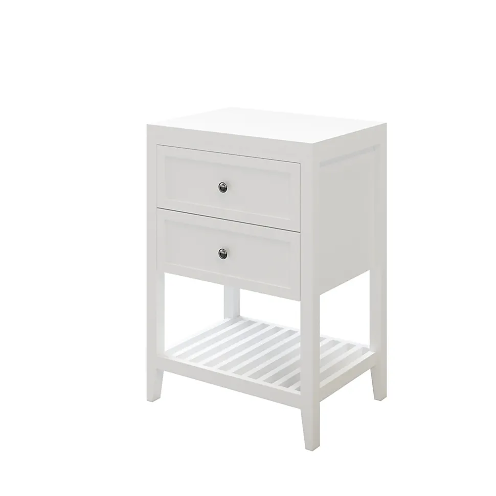 Meuble sous vasque à poser 2 tiroirs 1 niche blanc mat l.60 cm, GoodHome Perma