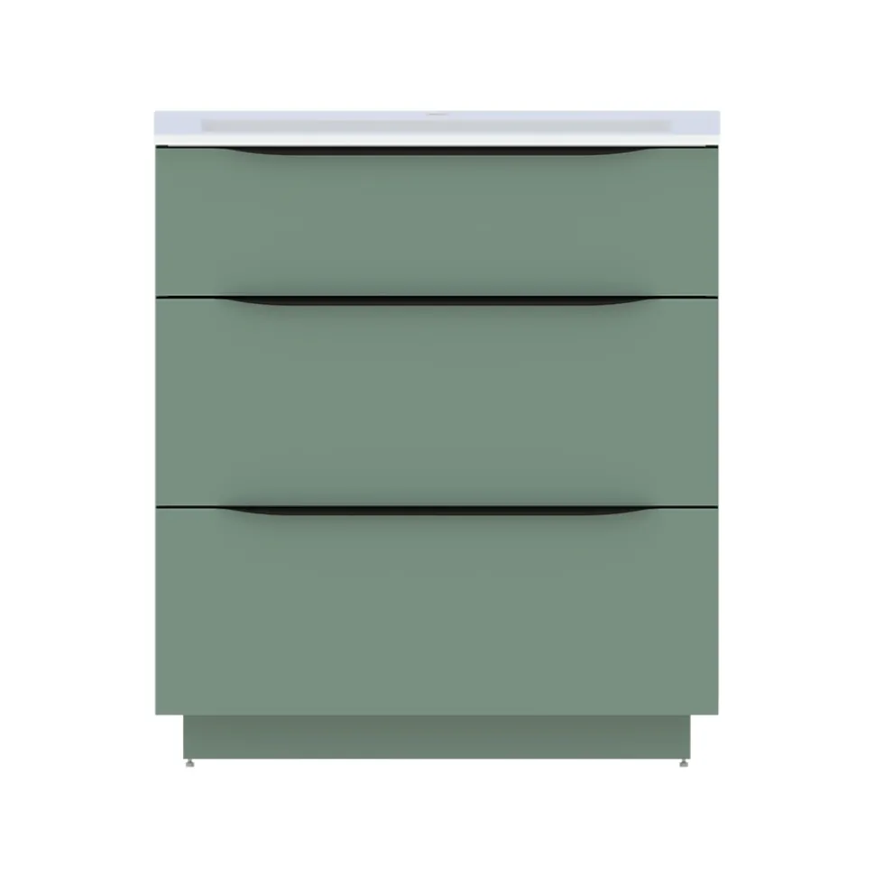 Meuble sous vasque à poser vert sauge mat l.80 x H.88 x P.50 cm, Pamili