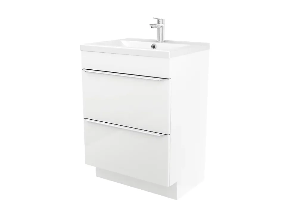 Meuble sous vasque à poser blanc brillant l.60 x H.82 x P.45 cm, GoodHome Imandra