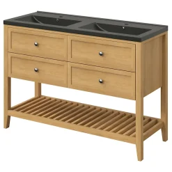 Meuble sous vasque à poser 4 tiroirs placage chêne l.120 x H.80,6 x P.45 cm, GoodHome Perma