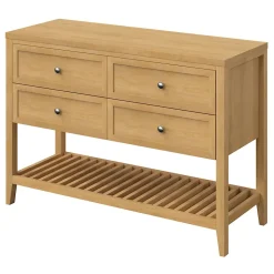 Meuble sous vasque à poser 4 tiroirs placage chêne l.120 x H.80,6 x P.45 cm, GoodHome Perma