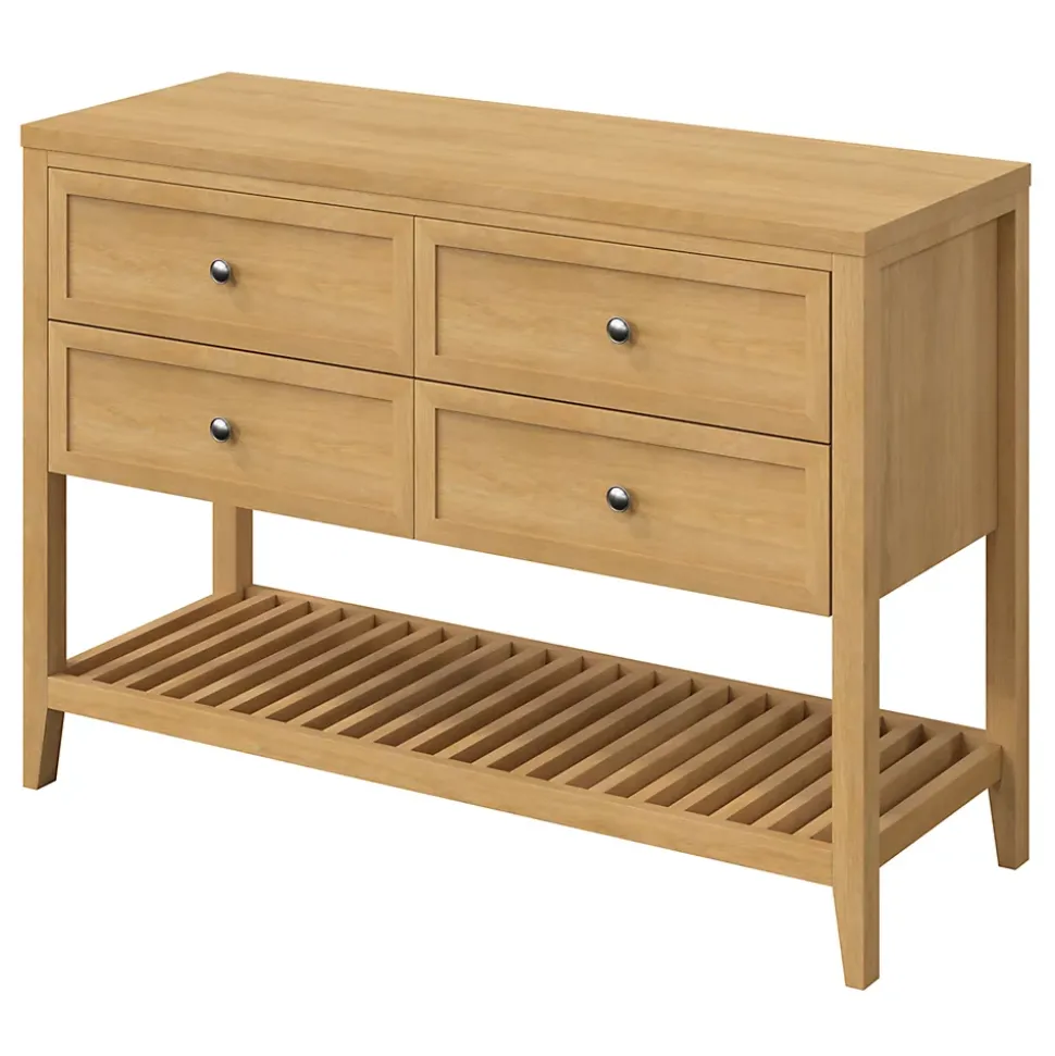 Meuble sous vasque à poser 4 tiroirs placage chêne l.120 x H.80,6 x P.45 cm, GoodHome Perma