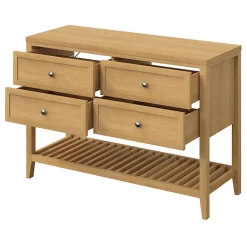 Meuble sous vasque à poser 4 tiroirs placage chêne l.120 x H.80,6 x P.45 cm, GoodHome Perma