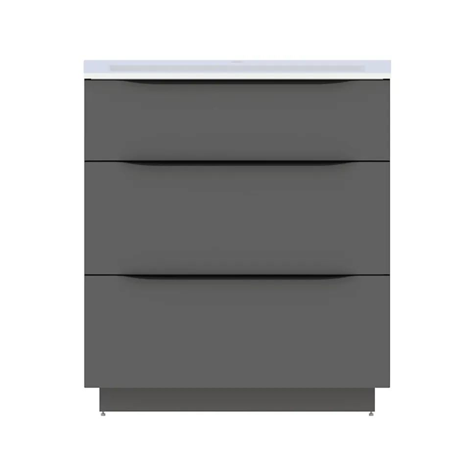 Meuble sous vasque à poser gris anthracite brillant l.80 x H.88 x P.50 cm, Pamili