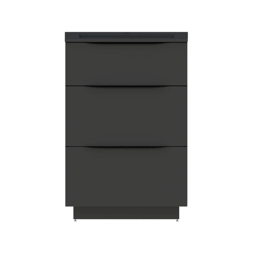 Meuble sous vasque à poser noir mat l.60 x H.88 x P.50 cm, Pamili