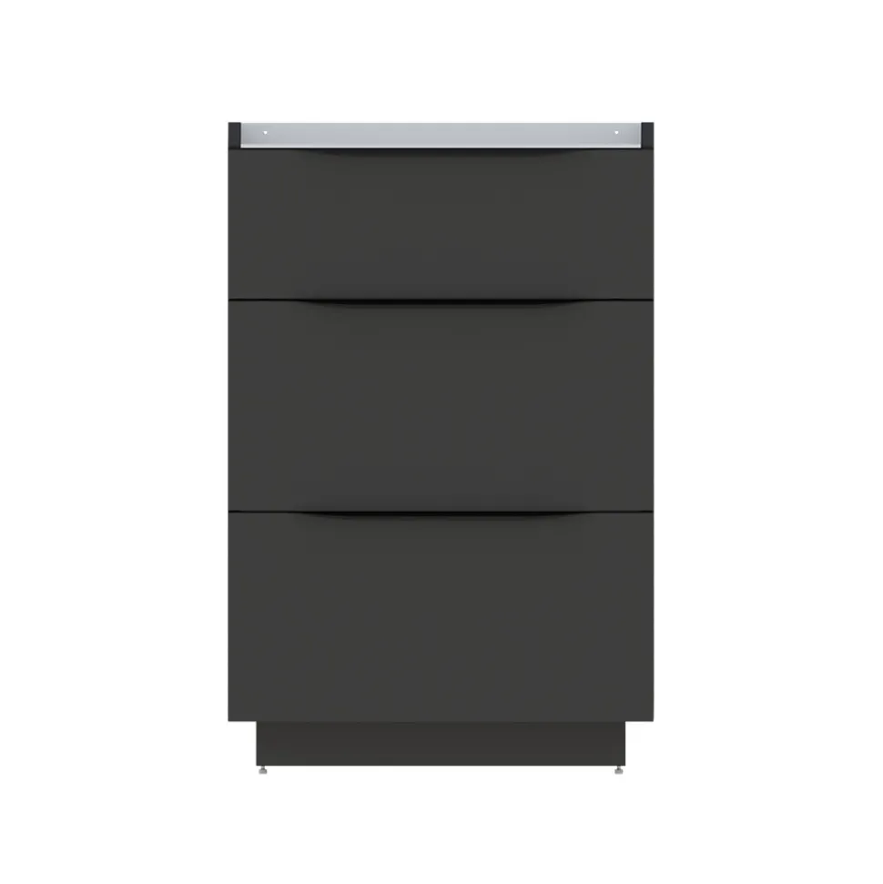 Meuble sous vasque à poser noir mat l.60 x H.88 x P.50 cm, Pamili
